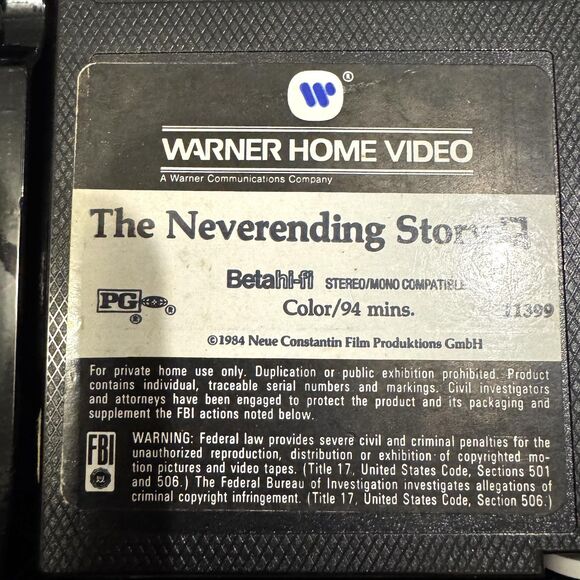 Vintage 1984 The NeverEnding Story Betamax Beta Hi-Fi Tape Warner Home Video - Picture 7 of 13